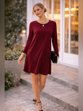 Garnet Red Flowy Dress | Effortless Chic Night Out Look